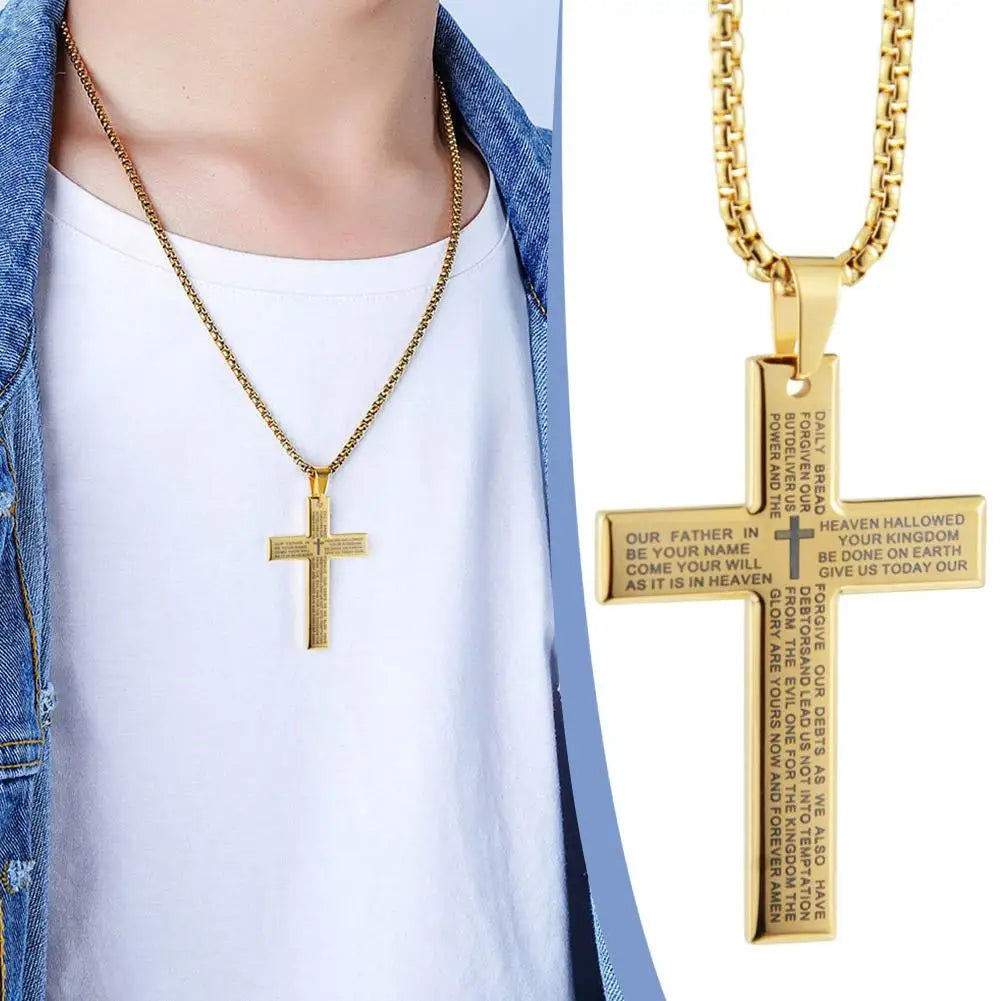 Lords Prayer Cross Necklace